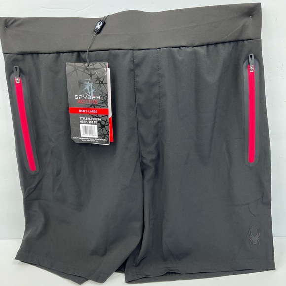 SPYDER MEN'S ACTIVE WEAR,BLACK,L,2 POCKETS W/RED ZIPPER,3D LOGO DIFFERENT SHADES - Picture 5 of 14